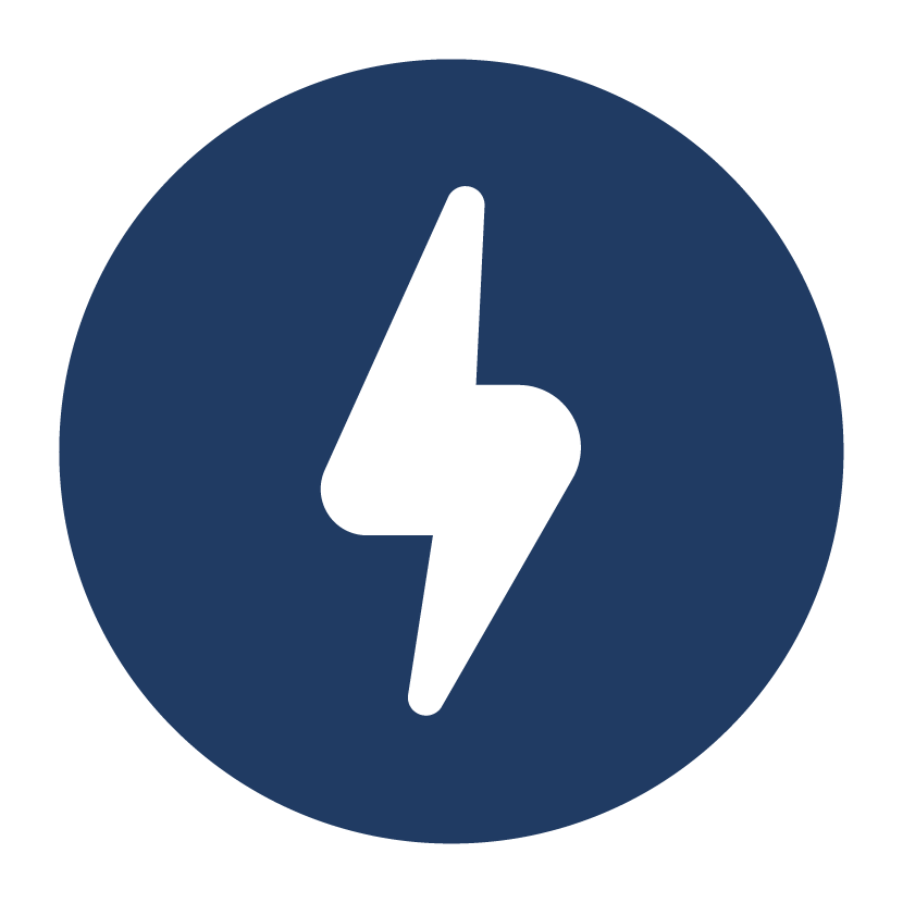Large blue electricity logo.